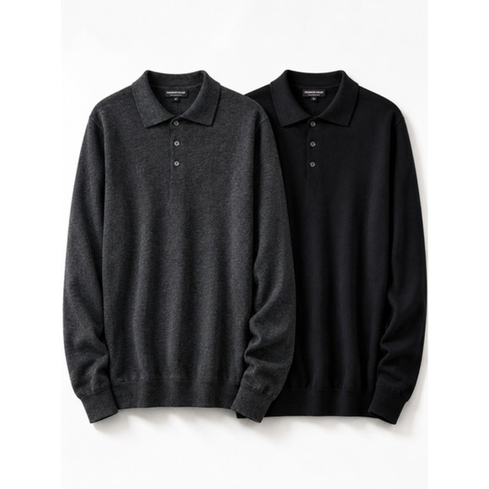 Roevelle Merino Wool Blend Polo Shirt Men 1XLT Lot of 2 Gray Black Italy 90s Dad